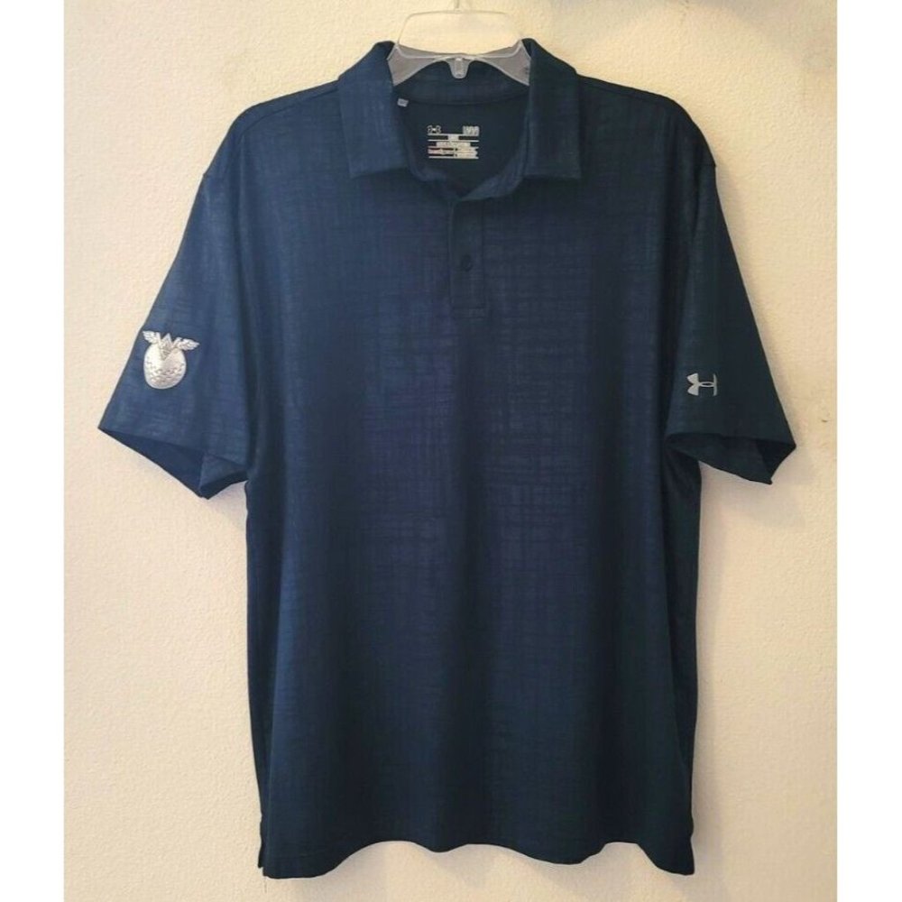 Under Armour Mens Size Large Heat Gear Golf Polo Shirt Blue Short Sleeve Casual - Picture 7 of 10